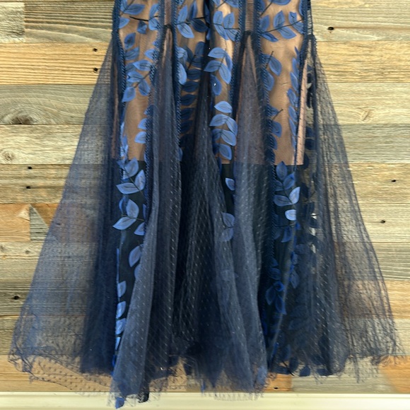 Bronx & Banco Blue Saba Leaf Appliqué Lace Midi Dress Size Small - Picture 9 of 12